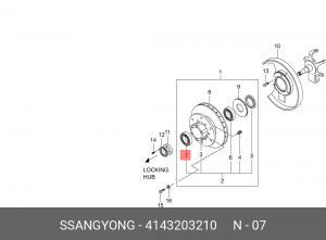 Подшипник ступицы SSANGYONG Rexton (02-),Korando (00-) передней наружный OE 4143203210 SSANG YONG