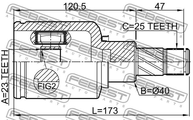 ШРУС внутренний левый 23X40X25 RENAULT DUSTER 2009-2018 2411-KAPTLH 2411-KAPTLH FEBEST