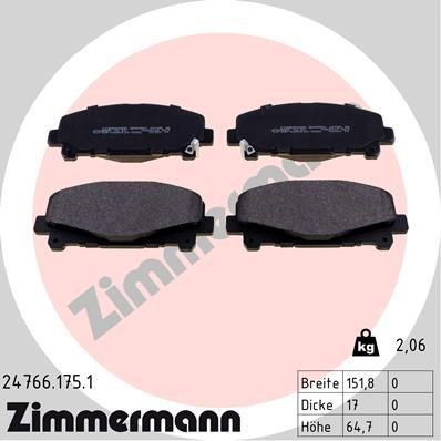 колодки дисковые !перед. 152x65x18 \ HONDA Accord 08> 247661751 ZIMMERMANN