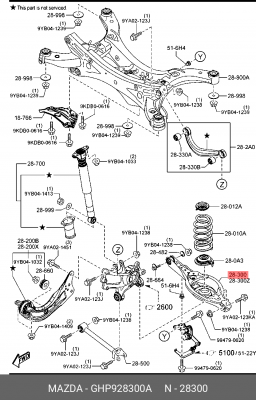 Рычаг подвески MAZDA 6 передней нижний правый OE GHP928300A MAZDA