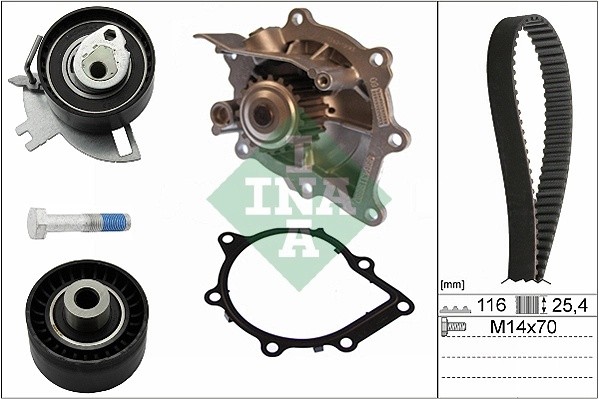 Комплект ГРМ с насосом FORD KUGA II 2.0TDCi 14-, PEUGEOT BOXER 2.0 BlueHDi 16- 5 530 0691 30 INA