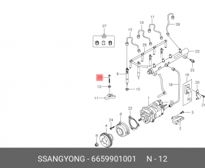 Болт SSANGYONG Actyon (06-),Kyron (05-),Rexton (03-) (D20/27) крепления форсунки 6659901001 SSANG YONG