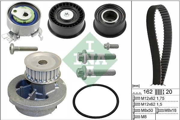 Комплект ГРМ OPEL Astra G,H,Corsa C,Zafira A с насосом водяным INA 530 0443 30 INA