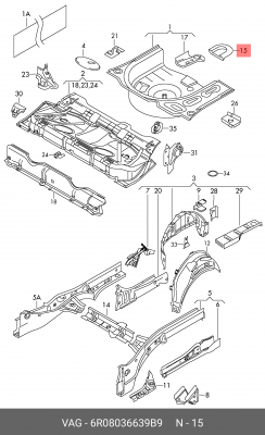 Заглушка VW Polo Sedan крюка буксировочного OE 6R0 803 663 9B9 VAG