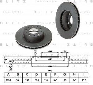 диск тормозной передний!\ Fiat Ducato,Peugeot Boxer,Citroen Jumper 2.2D/HDi/2.3D BS0240 BLITZ