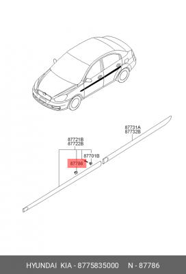 пистон молдинга\ Hyundai Accent 95>/Tucson 04> 8775835000 MOBIS