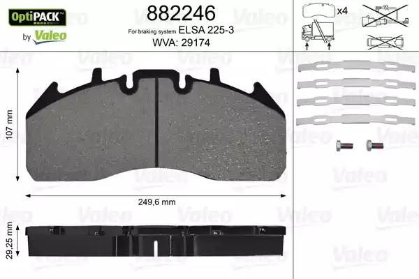 Колодки тормозные 29174 249.6x106.9x29.2 882246 VALEO PHC