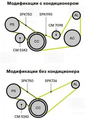 Ролик привод. ремня Land Rover Freelander I (96-) 1.8i (с натяж. мех.) ГУР (CM 5 CM5343 TRIALLI