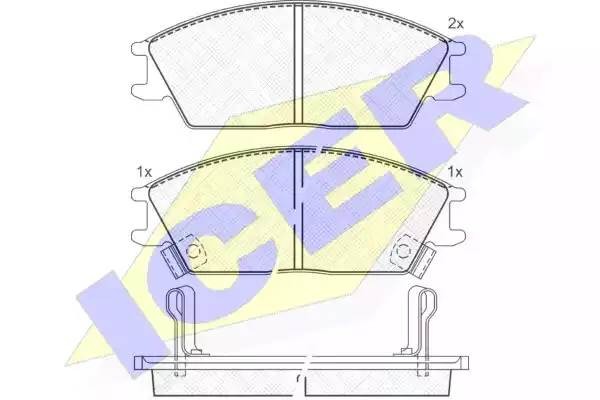 180887 колодки дисковые передние !\ Honda Accord 1.6/1.8 83-85, Hyundai Pony 90- 180887 ICER