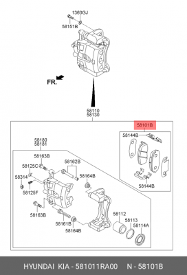 Колодки тормозные HYUNDAI Solaris (11-) KIA Rio (11-) передние (4шт.) OE 581011RA00 HYUNDAI KIA