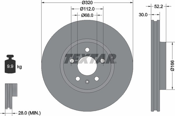 92160005 диск тормозной передний!\ Audi A4/A5 all 07> 92160005 TEXTAR