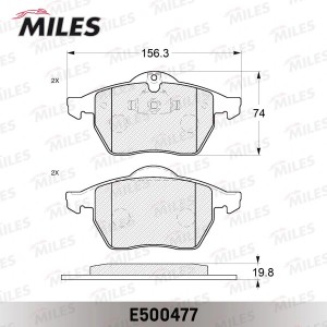 Колодки тормозные передние (Смесь CERAMIC серия PRO) OPEL ASTRA G 2.0/VECTRA B/Z E500477 MILES