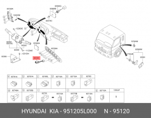 Гнездо HYUNDAI HD65,72,78 прикуривателя OE 951205L000 HYUNDAI KIA