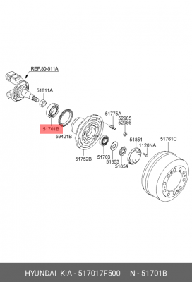 Подшипник ступицы HYUNDAI HD370 передней внутренний OE 517017F500 HYUNDAI KIA