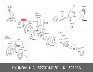 Подшипник ступицы HYUNDAI Porter,Porter 2 задней OE 5270144120 HYUNDAI KIA