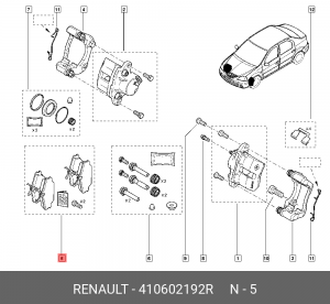 Колодки тормозные ЛАДА RENAULT Logan, Symbol New передние (4шт.) OE 410602192R RENAULT