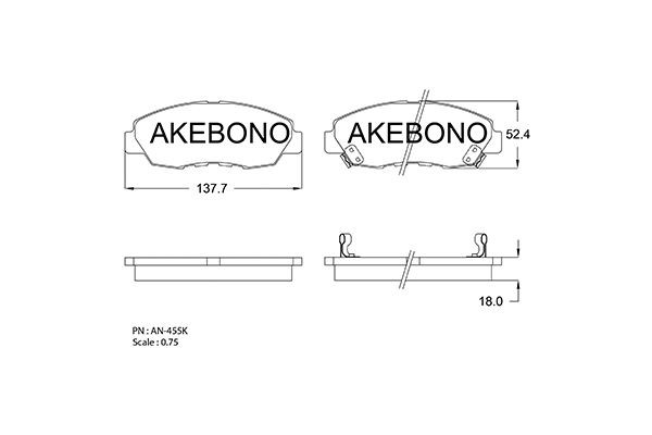 Колодки тормозные дисковые передние ПОДХОДЯТ ДЛЯ HONDA CR-V (-01) AN-455WK AN455WK AKEBONO