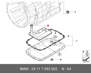 фильтр АКПП !\ BMW E81/E82/E87/E88 07>/E90/E91/E92 05>/E84 10>/E83 06> 24 11 7 593 565 BMW