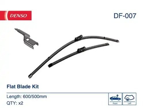 Щетки стеклоочистителя бескаркасные Flat 600/500мм крепление Push Button DF-007 DENSO