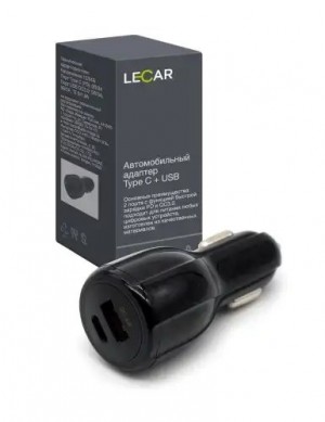 Адаптер автомобильный 1хType C + 1хUSB 2.1А в прикуриватель LECAR000205209 LECAR