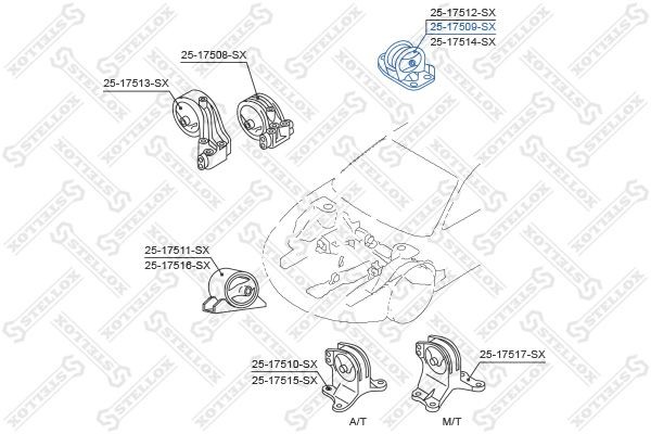 подушка двигателя задняя!\ Mitsubishi Galant EA 1996-2003 25-17509-SX STELLOX