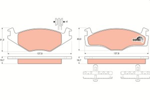 Колодки тормозные VW Golf 2 (1.6),Golf 3 (1.4/1.6/1.9 D) передние (4шт.) TRW GDB454 TRW