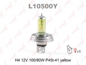 Лампа галогеновая H4 12V 100/80W P45T-41 YELLOW  L10500Y L10500Y LYNXAUTO