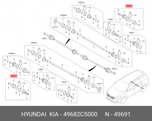 Шрус внутрений задний 49682-C5000 49682C5000 HYUNDAI KIA