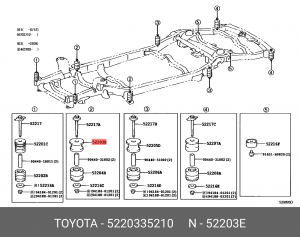 сайлентблок подрамника задн!\ Toyota Land Cruiser Prado 120 GRJ12/KDJ12/RZJ12 02 52203-35210 TOYOTA