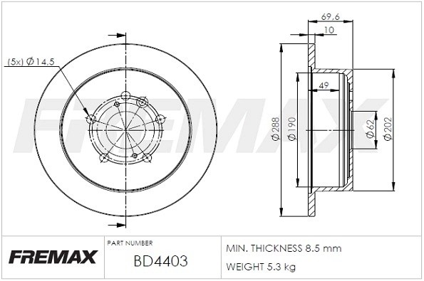 диск тормозной задний!\ Lexus RX 300 03> BD4403 FREMAX