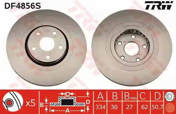 Диск тормозной передн правый LEXUS GS300-460 (_S19_), GS250 (_L1_) DF4856S DF4856S TRW