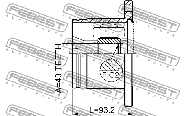 ШРУС внутренний задний 0411-V75RR 0411V75RR FEBEST