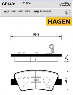 колодки дисковые задние! HAGEN\ KIA Soul 1.6i/CRDi 09>, Hyundai Sonata V 2.0Ti/C GP1401 HAGEN