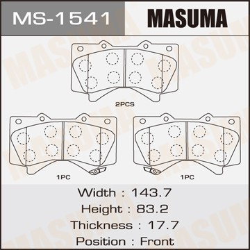 колодки дисковые передние! с антискрип. пл.\ Toyota Land Cruiser 4.7 V8/4.5D V8  MS1541 MASUMA