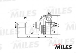 ШРУС наружный CHEVROLET LACETTI 1.4/1.6/1.8 05- (GKN 305237) GA20047 GA20047 MILES