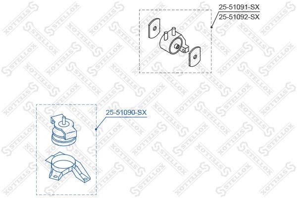 подушка ДВС!\ Hyundai Getz 1.1-1.6 02> 25-51090-SX STELLOX