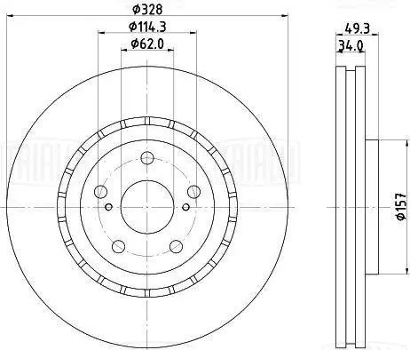 Диск торм. Lexus RX (09-) перед. d=328 (h34) (окраш.) (DF 084119) DF 084119 TRIALLI