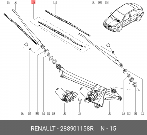RENAULT LOGAN (2005>)/DUSTER (2012>) бескаркасные (500+500 ММ) 288901158R RENAULT