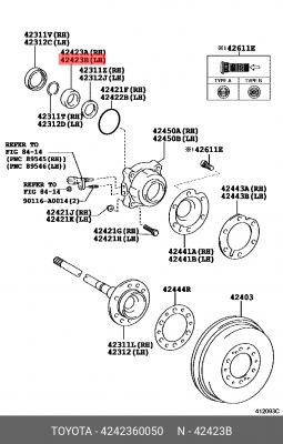 Втулка запорная полуоси 42423-60050 42423-60050 TOYOTA
