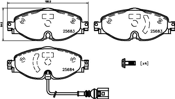 Колодки тормозные VW Golf (12-) AUDI A3 (12-) передние (4шт.) TEXTAR 2568305 TEXTAR