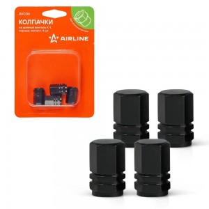 Колпачки на шинный вентиль K-1, черные, металл, 4 шт. AVC06 AVC06 AIRLINE