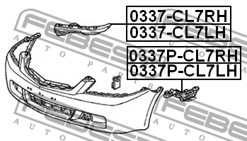 КРОНШТЕЙН КРЕПЛЕНИЯ БАМПЕРА ПЕРЕДНЕГО ПРАВЫЙ подходит для HONDA ACCORD CL9 2003- 0337-CL7RH FEBEST