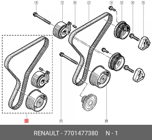 КОМПЛЕКТ РЕМНЯ ГРМ/KIT DISTRIB 7701477380 7701477380 RENAULT