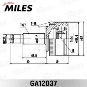 ШРУС наружный HYUNDAI ix35/TUCSON 10- (GSP 824244) GA12037 GA12037 MILES