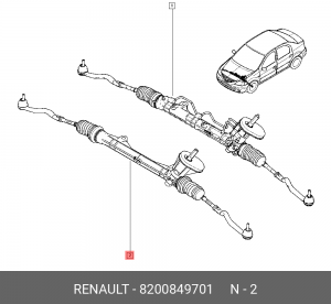 рейка рулевая! с тягами\ Renault Logan 1.4/1.6/1.6 16V 02> 8200849701 RENAULT