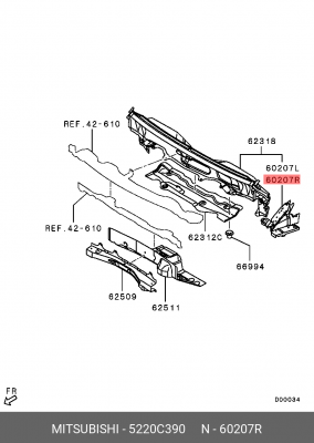 Кронштейн MITSUBISHI Colt панели передней OE 5220C390 MITSUBISHI