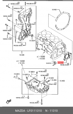 Сальник коленчатого вала LF0111310 LF01-11-310 MAZDA