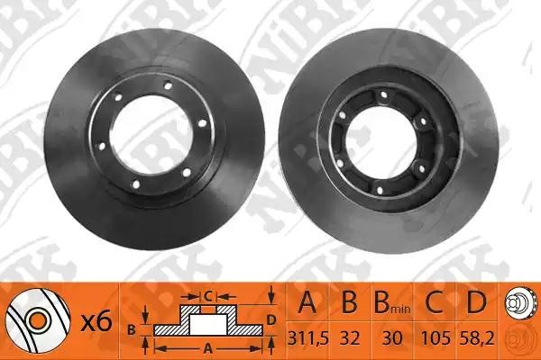 Диск тормозной TOYOTA Land Cruiser (90-) передний (1шт.) NIBK RN1066 NIBK