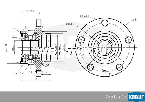 Ступица в сборе [задн, MSR, Kit] AUDI A1(8X1, 8XK), A2 (8Z0)/SKODA Fabia I,II,II WBK5731DU KRAUF
