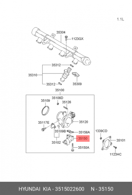 Регулятор холостого хода HYUNDAI Getz,Accent (99-),Sonata (02-),Lantra (00-) OE 3515022600 HYUNDAI KIA